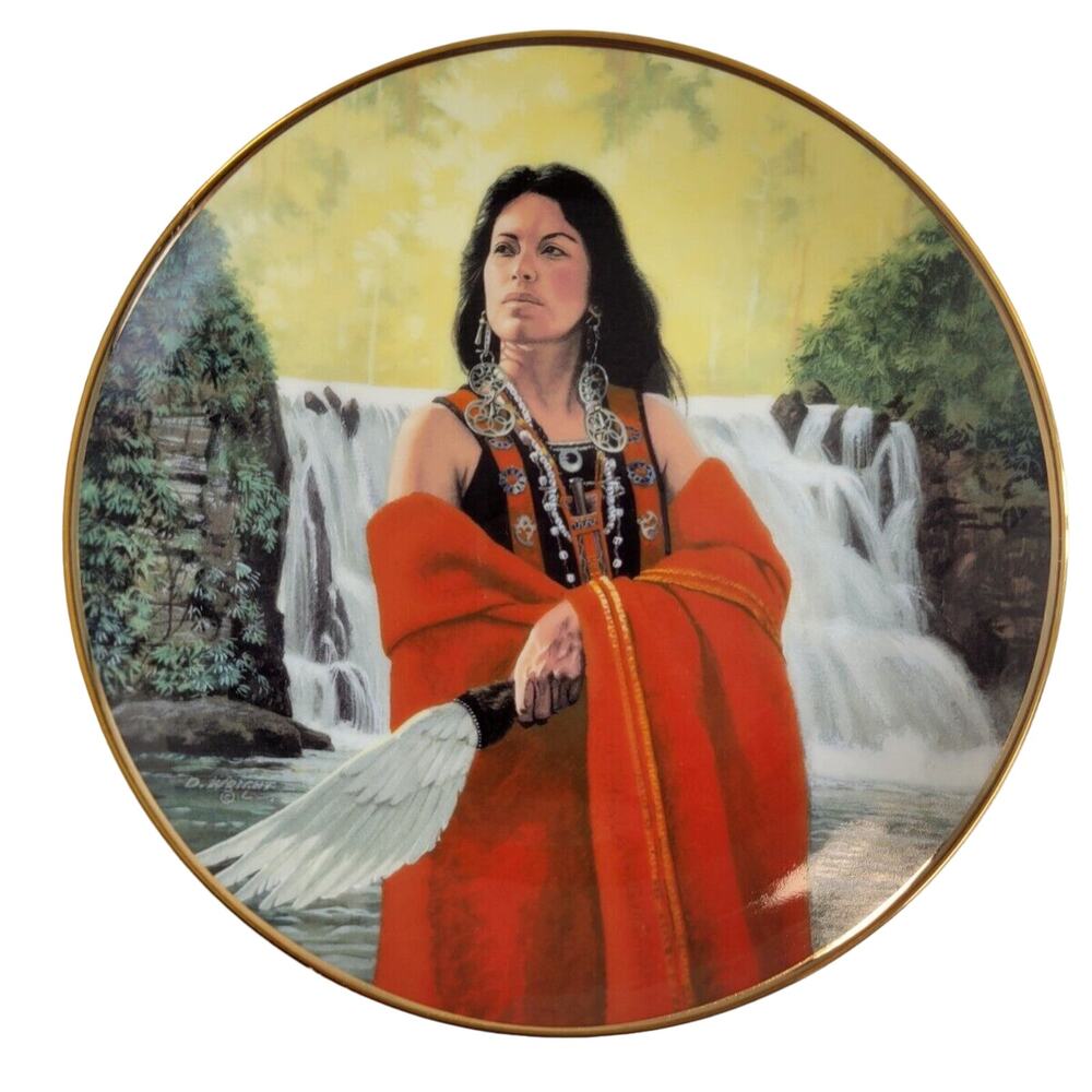 Hamilton 90s White Rose by David Wright Indian Plate 9" w/ COA & Box #0231D‎